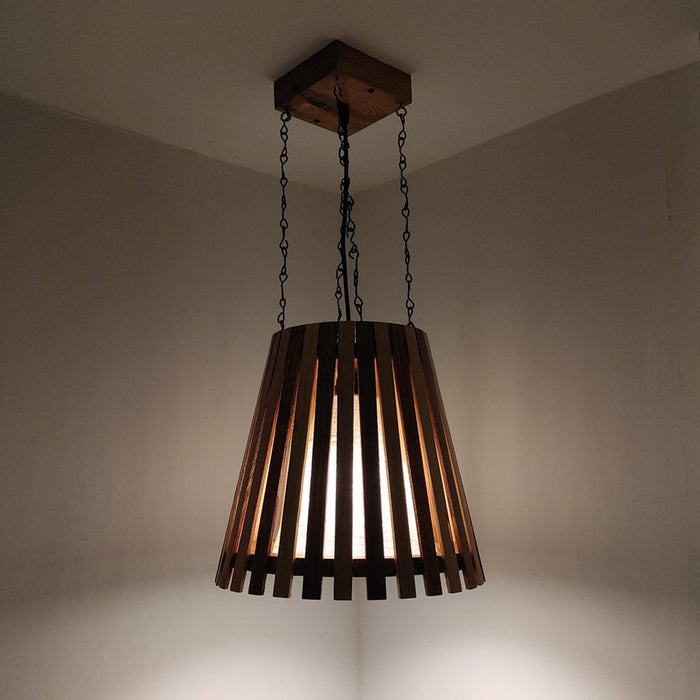 Soyuz Beige & Brown Wooden Single Hanging Lamp