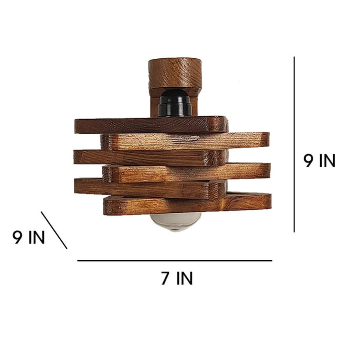 Star Brown Wooden Wall Light