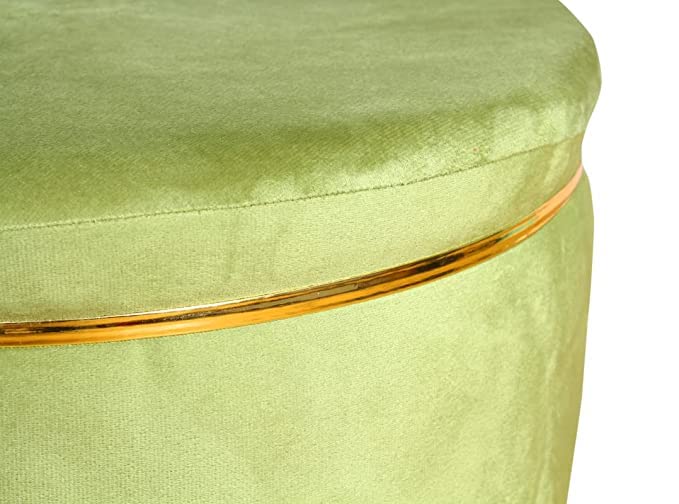 Macklet Beautiful Ottoman Stool for Living Room/ Footstool Ottoman with Wooden Legs/Foot Stool for Office/Sitting Stool for Bedroom, Kitchen ,Garden.(Light Green)