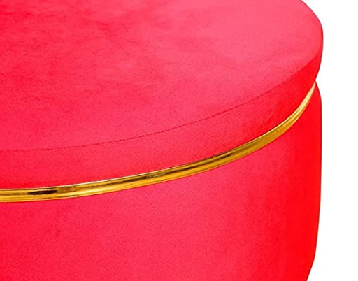 Macklet Beautiful Ottoman Stool for Living Room/ Footstool Ottoman with Wooden Legs/Foot Stool for Office/Sitting Stool for Bedroom, Kitchen ,Garden.(Rose Pink)