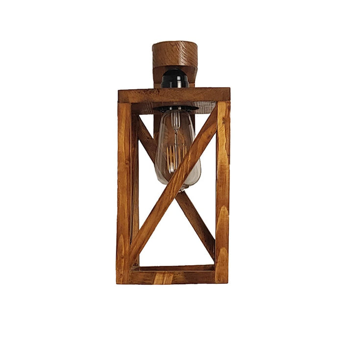 Symmetric Brown Wooden Wall Light