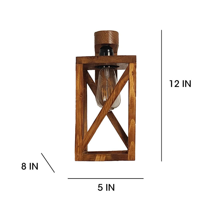 Symmetric Brown Wooden Wall Light