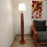 Tall Boy Wooden Floor Lamp With Yellow Printed Fabric Lampshade