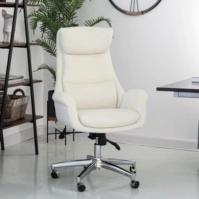 Modern Ergonomic Faux Leather Executive Chair Cream