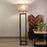 Zed Wooden Floor Lamp with Brown Base and Beige Fabric Lampshade