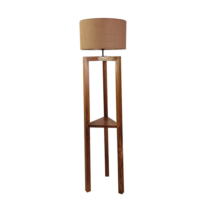 Centaur Wooden Floor Lamp with Beige Fabric Lampshade