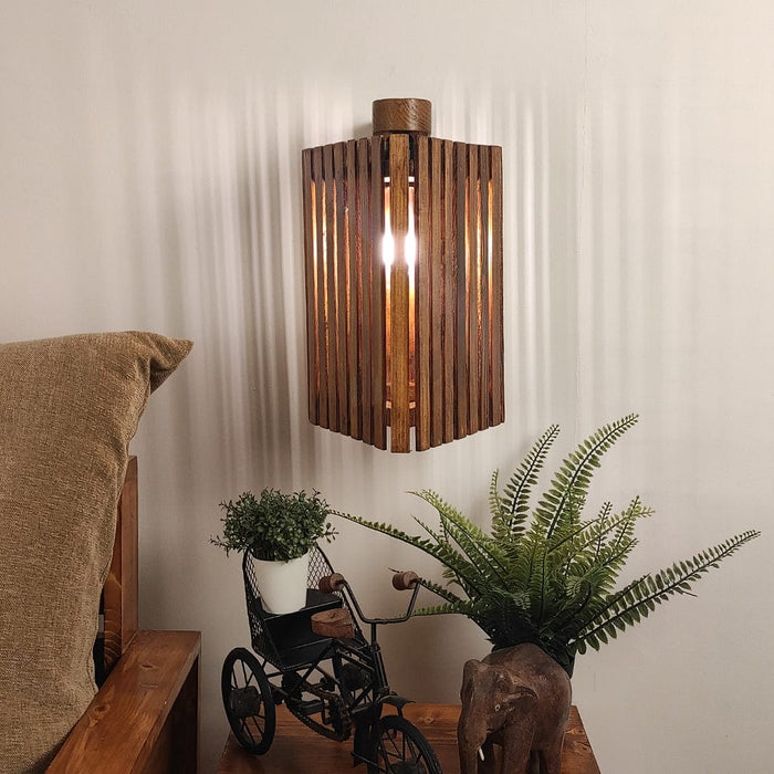 Trikona Brown Wooden Wall Light