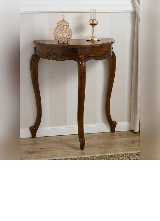 Console Table Arlette Half Moon Italian Baroque Style (Walnut Finish)