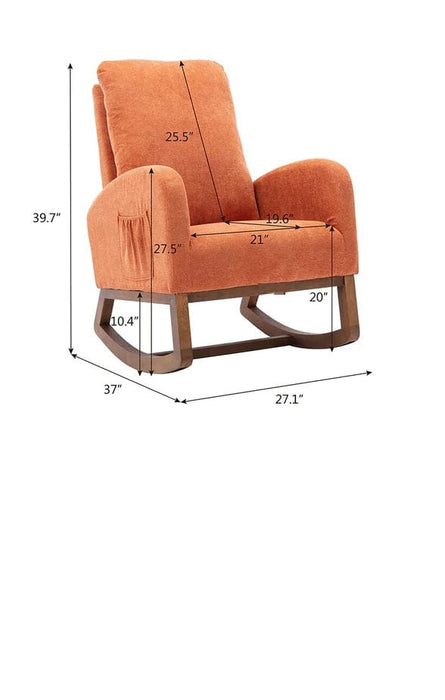 Wooden Glider Rocking Chair (Orange)