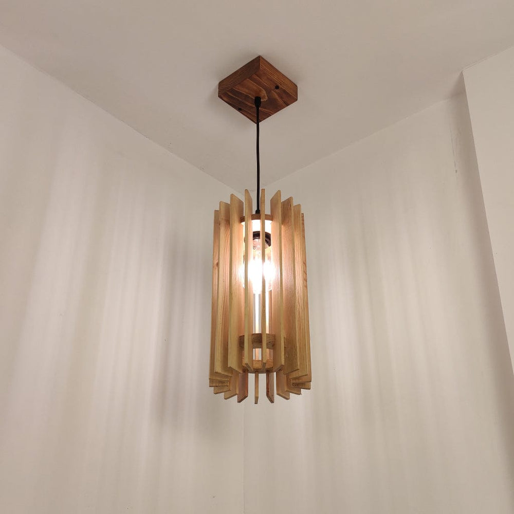 Ventus Beige Wooden Single Hanging Lamp