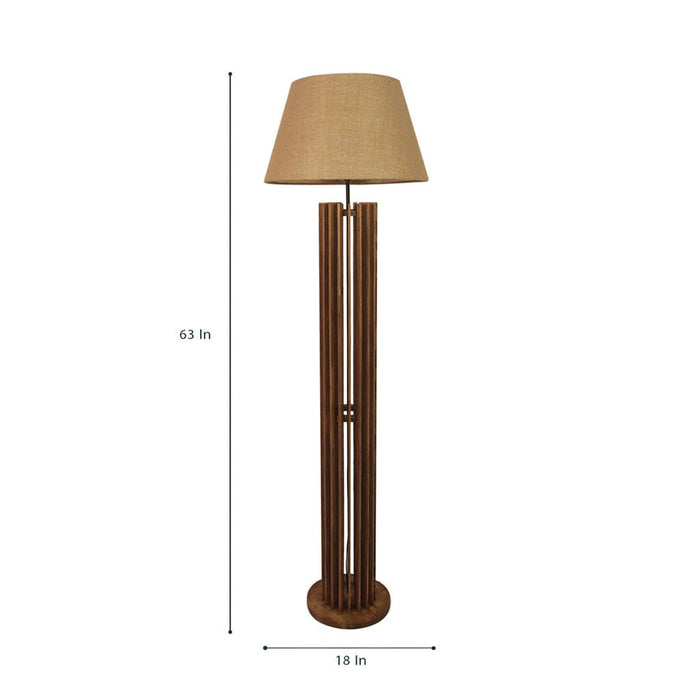 Ventus Wooden Floor Lamp with Premium Beige Fabric Lampshade