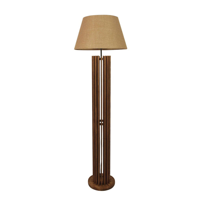 Ventus Wooden Floor Lamp with Premium Beige Fabric Lampshade