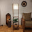 Victoria Wooden Floor Lamp with Brown Base and Jute Fabric Lampshade