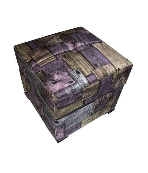 Printed Pouffe Ottoman Stool (Teak Wood)