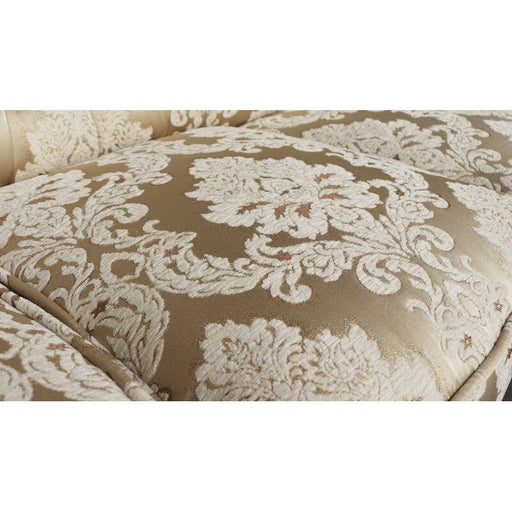 Waleska 3 Piece Gold And White Embossed Fabric Standard Living Room Set
