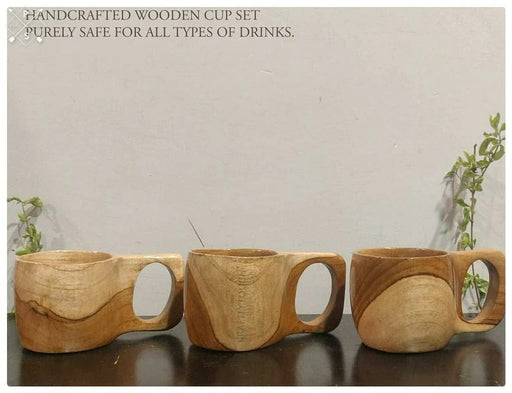 PREMIUM CUPS || TEAK WOOD || (  SET OF 3 )