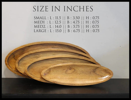 WOODEN OVAL SERVING TRAY SET OF 4 II WOODEN SERVING TRAY
