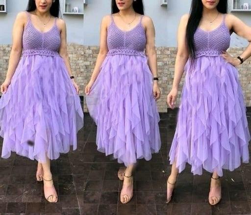 Stylish Lace Sleeveless Dress For Women