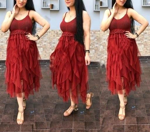 Stylish Lace Sleeveless Dress For Women