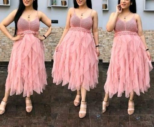 Stylish Lace Sleeveless Dress For Women