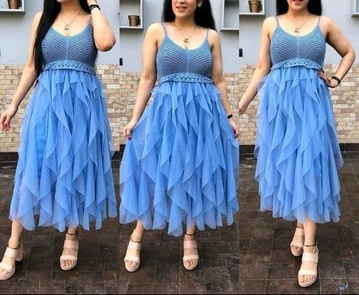 Stylish Lace Sleeveless Dress For Women
