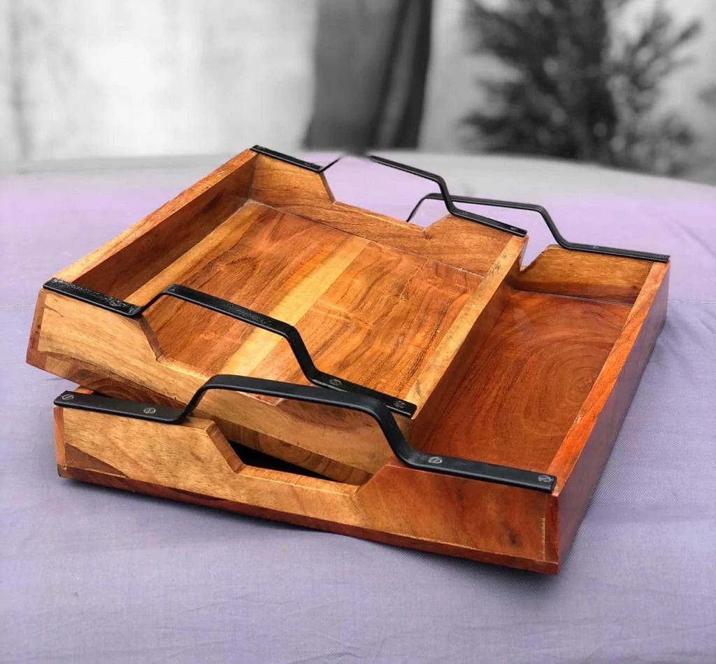 PREMIUM ACACIA WOOD SERVING TRAY COMBO