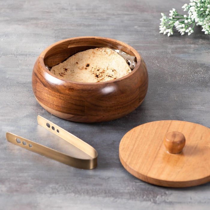 ACACIA WOOD CHAPATI BOX CUM SERVING BOWL || FOOD GRADE