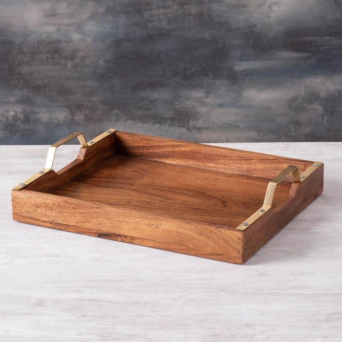 WOODEN SERVING TRAY AND TISSUE HOLDER COMBO II FOOD GRADE