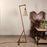 Triad Wooden Floor Lamp with Brown Base and Beige Fabric Lampshade