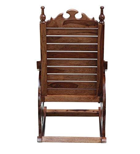 Solid Wood Rocking Chair in Rustic Teak Finish