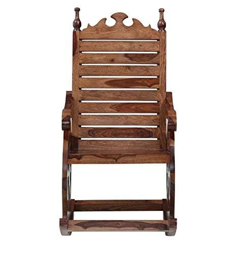 Solid Wood Rocking Chair in Rustic Teak Finish