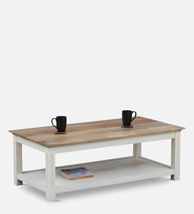 Alabaster Solid Wood Coffee Table With Shelf