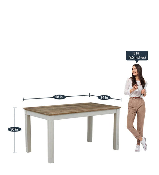 Alabaster Solid Wood Six Seater Dining Set With Bench