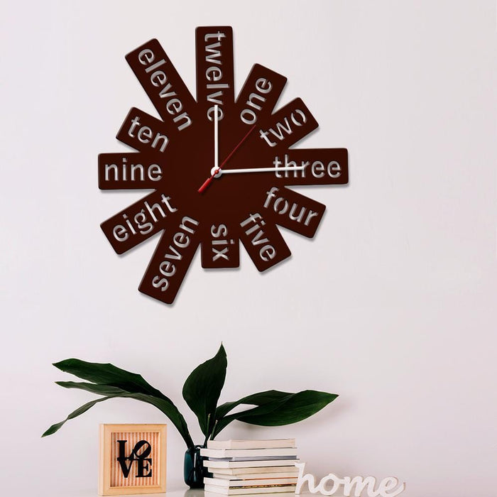 Fancy Wooden Numbers Shape Wall Clock