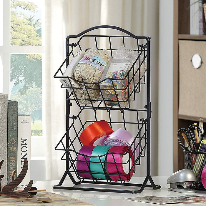 Iron Storage Basket with 2 Tiers