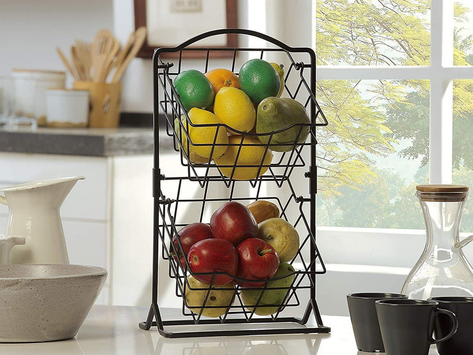 Iron Storage Basket with 2 Tiers