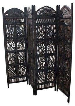 Wood Handicrafts Room Divider Partition for Living Room 4 Panels Room Separators Screen Panels Wooden Partition Room Divider for Home & Kitchen Office