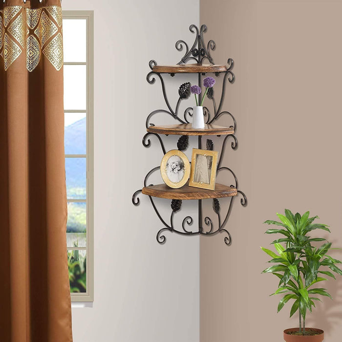 Wooden Corner Rack Home Decor Carved Wooden Shelves