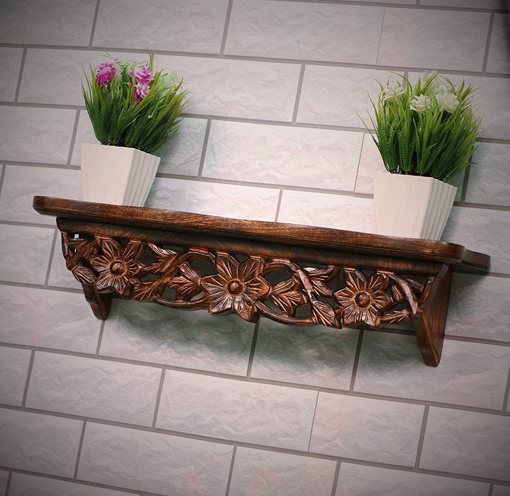 Hand Carved Wall Shelf for Living Room