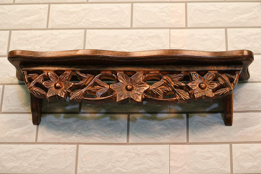 Hand Carved Wall Shelf for Living Room