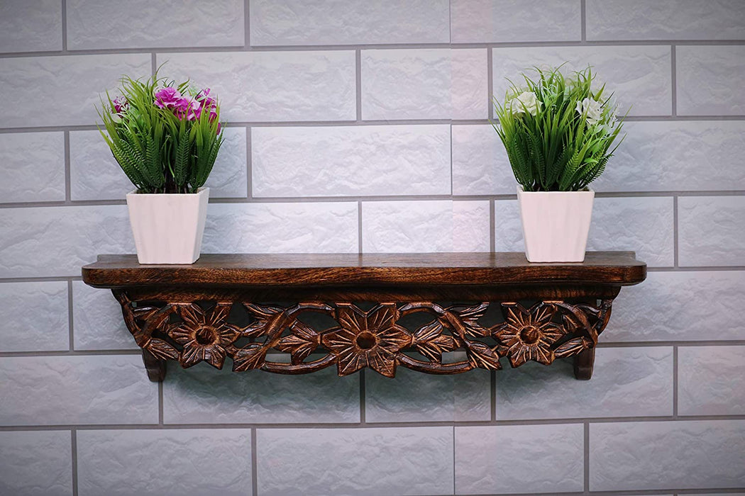 Hand Carved Wall Shelf for Living Room