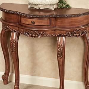 Natural Cherry Classic Wooden Console Table -Victorian Style - Decorative Regal Furniture - Half Circle Moon Shape