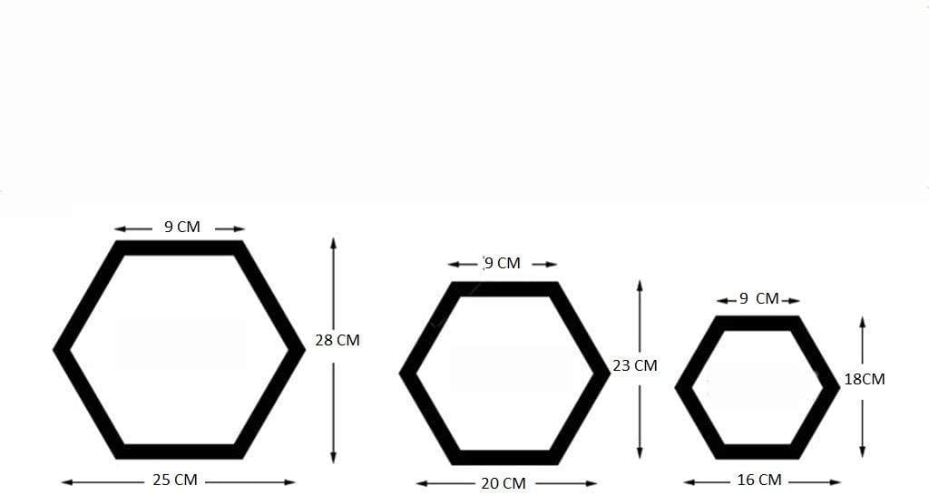 Wooden Hexagonal Wall Shelves Set of 3