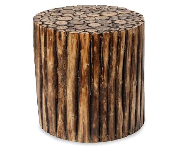 WOODEN ROUND COFFEE TABLE WITH 4 STOOL