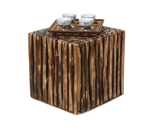 Wooden Square Coffee Table With 4 Stool