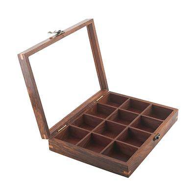 Sheesham Wooden Table Top Masala Box / Spice Box / Multipurpose Organizers 12 Compartment