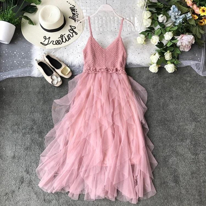 Stylish Lace Sleeveless Dress For Women