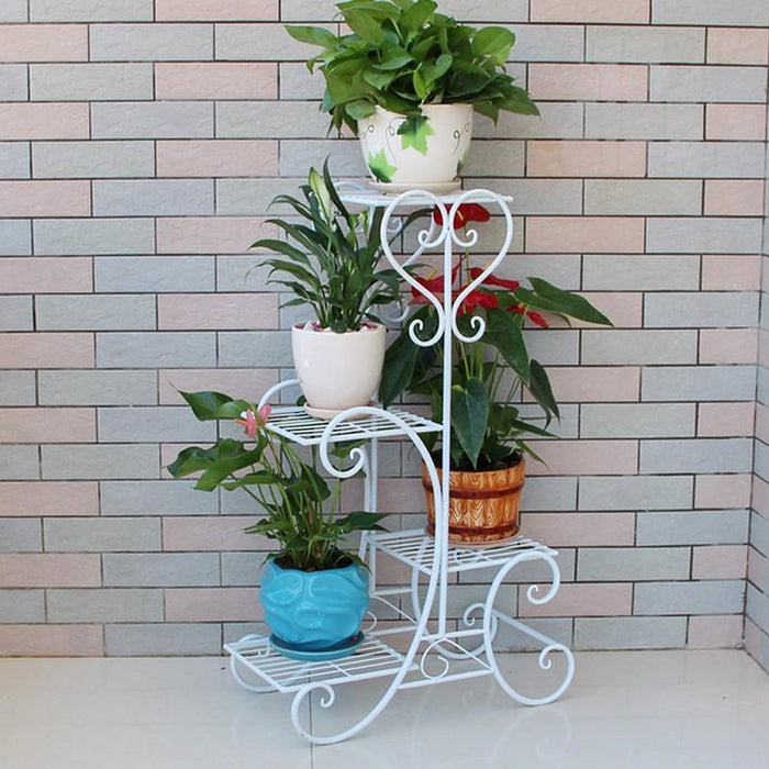 Metal Plant Stand Flower Holder Racks 4 Tier Shelves Patio Indoor Outdoor Garden Displaying Wrought Iron Flowers Planters Shelf Organizer