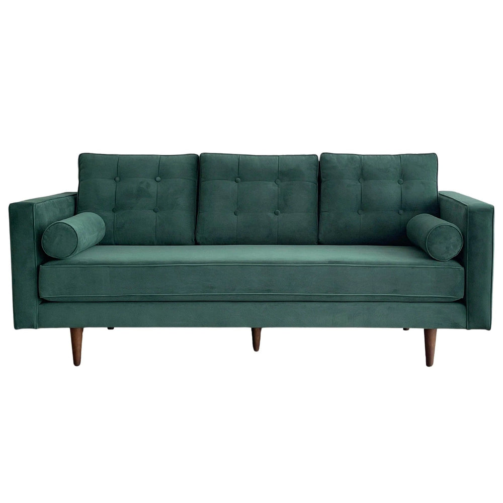 VELVET 3 SEATER FABRIC SOFA FOREST GREEN COLOUR