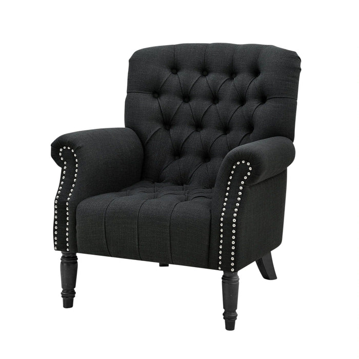 MAURICE BUTTONED ARMCHAIR BLACK